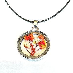 Handmade Silvertone Dried Flower Necklace